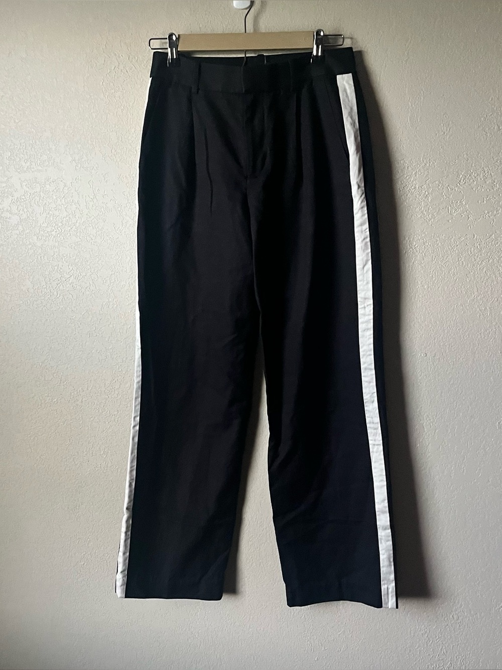 Madewell Straight Fit Trousers Black with White Stripe On the Sides
